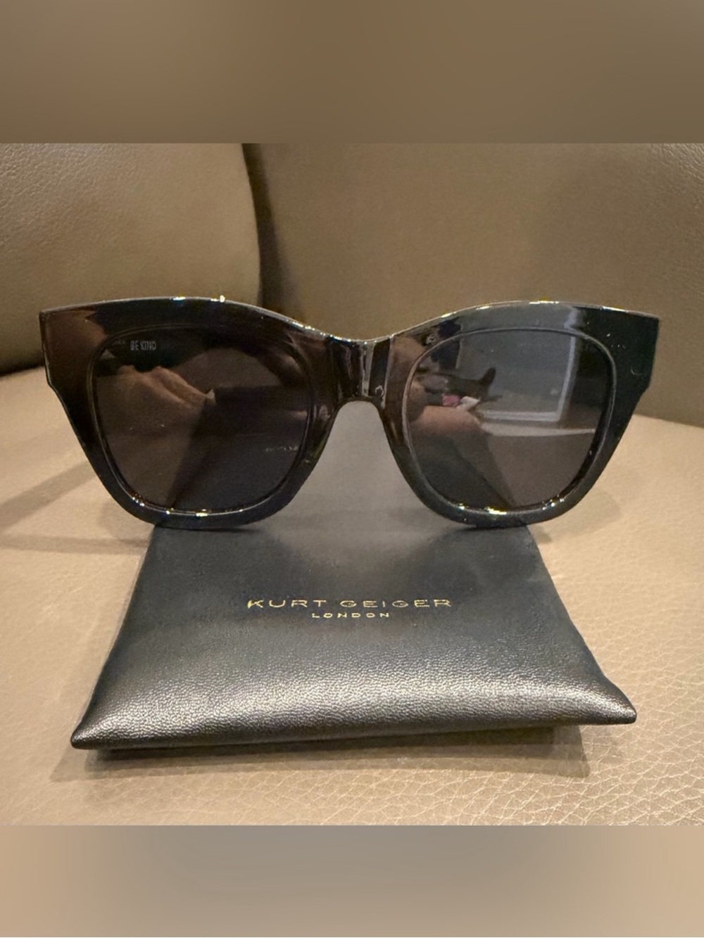Kurt Geiger Black Oversized Cat-Eye Sunglasses NEW